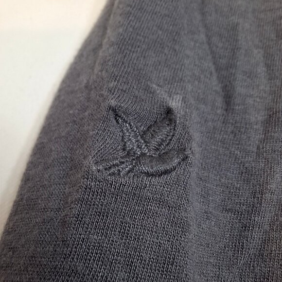 Babydoll Racerback Knit Mini Dress Size M Dusty Blue Grey Gathered Stretch - Picture 9 of 14